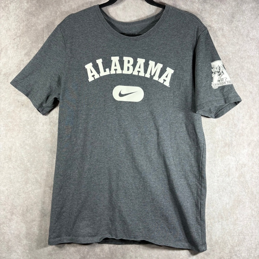 Nike T-Shirt Mens Size Large Gray Alabama Crimson Tide Athletic Cut Thick Cotton